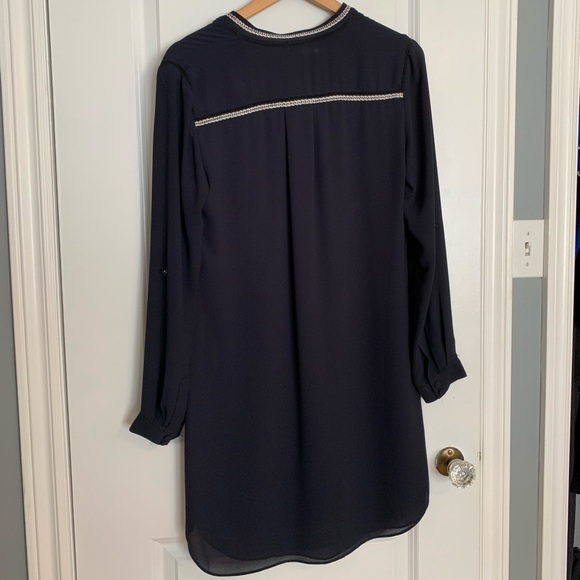 Greylin long sleeve half button shirt dress - M - navy - Picture 2 of 10